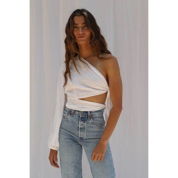 NWT FREE PEOPLE X JEN’S PIRATE BOOTY Sz M GRAFFITI BRIDGE TOP IN WASHED BLACK - Picture 5 of 5